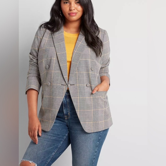 Lane Bryant Jackets & Blazers - NWT Lane Bryant Double Breasted Plaid Blazer in Bastille Plaid Sz 18